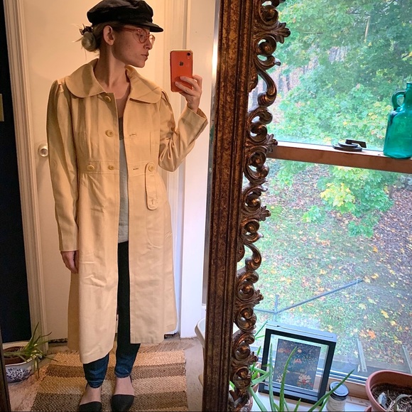 J Peterman Cotton Coat Trench Peter Pan Collar 8 - Picture 3 of 14